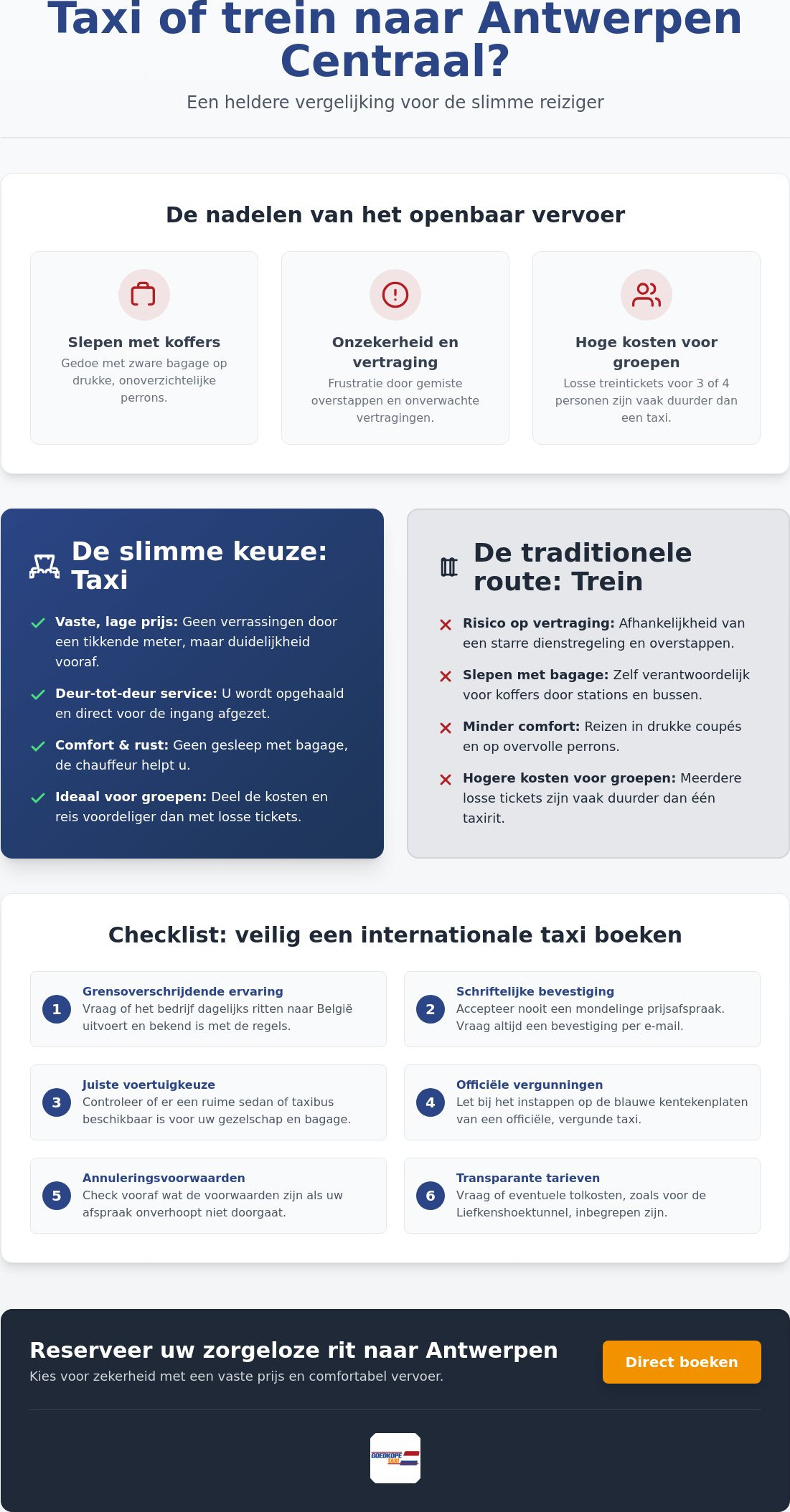 Goedkope taxi naar Antwerpen Centraal: uw checklist voor een zorgeloze rit