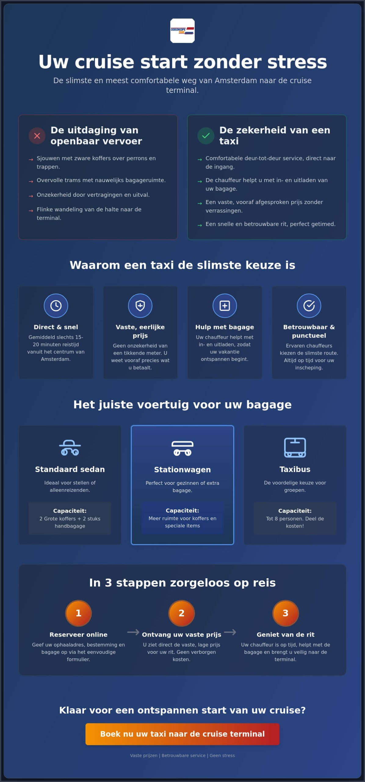 Taxi van amsterdam naar cruise terminal: comfortabel en voordelig reizen in 2026