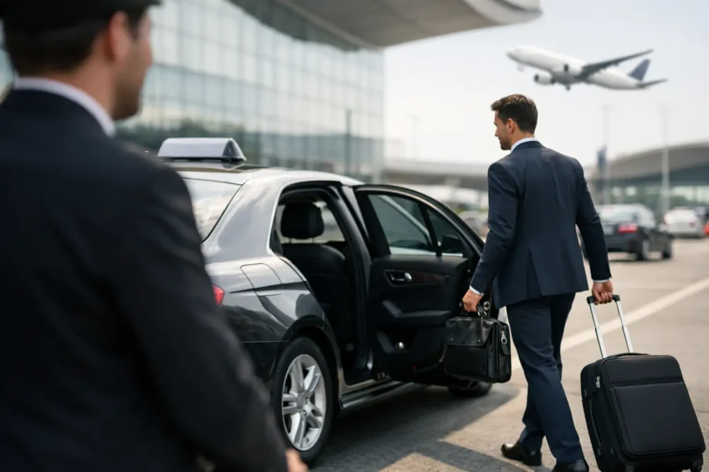 Kan een taxi op de luchthaven op u wachten?