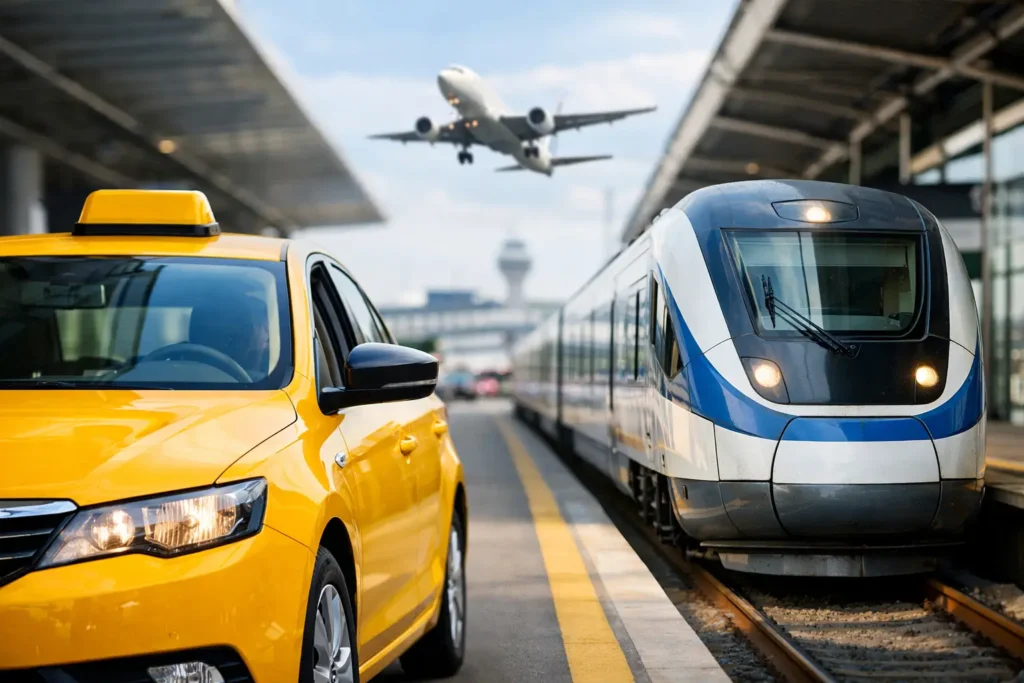 Taxi of trein luchthaven: wat is slimmer?