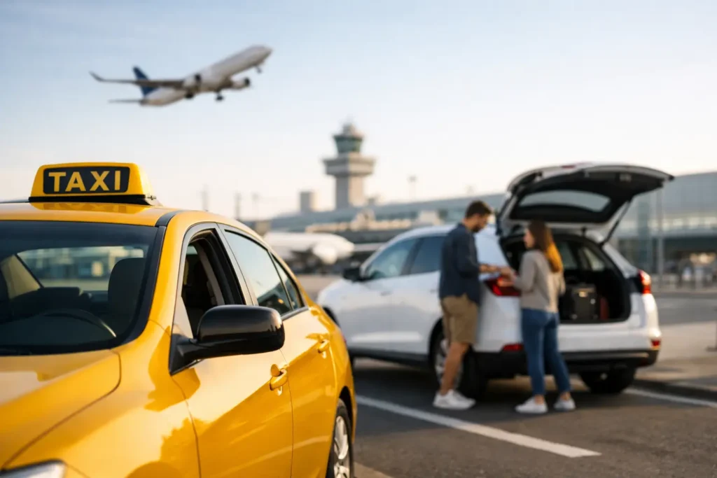 Taxi versus deelauto luchthaven, wat kiest u?