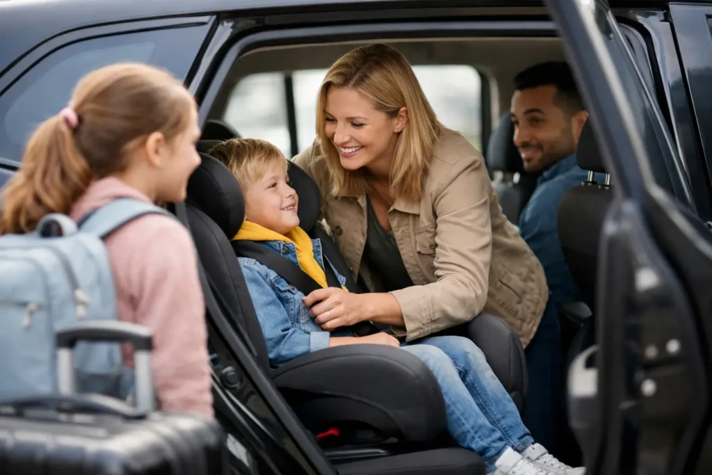 Gids taxivervoer met kinderen voor elke rit