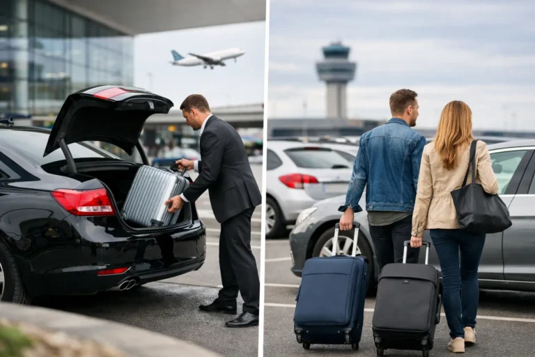 Luchthaven taxi versus parkeren vergelijken